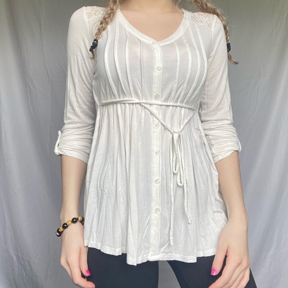 Motherhood Maternity White Small Flowy Blouse Top - Picture 3 of 9